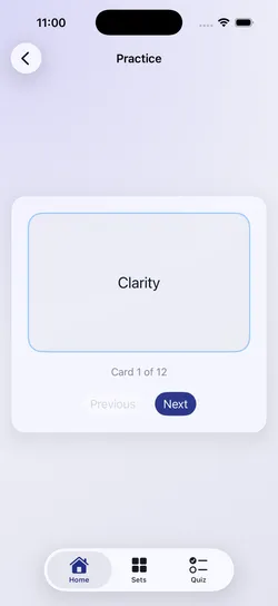 Practice mode flashcard
